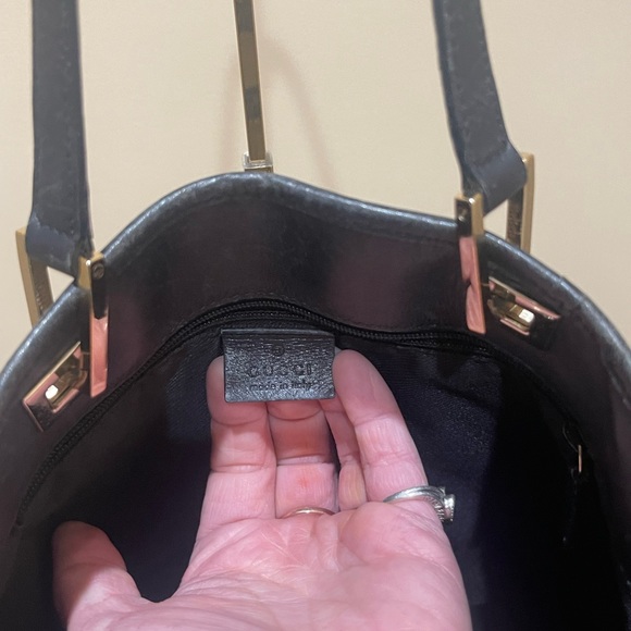 Gucci Shoulder Tote Bag Black/Grey GG Canvas - Picture 6 of 9